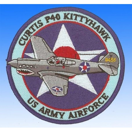 Embroidered patch - Curtis P40 Kittyhawk USAAF. Patche 10cm