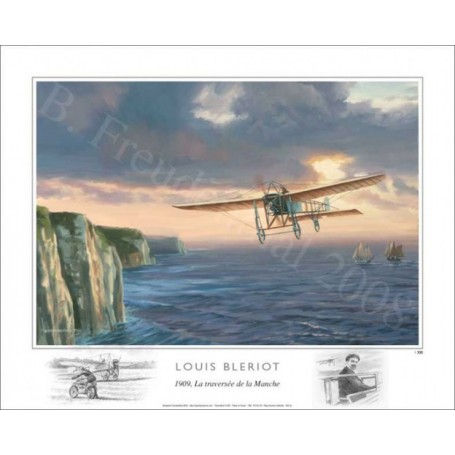 1909 Louis Blériot traversant  la Manche - Poster 50x40 300ex FD025