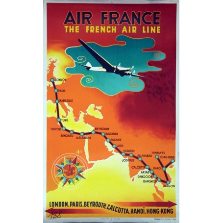 Affiche Air France The French Air Line, N.Gerale 1939 MAF015
