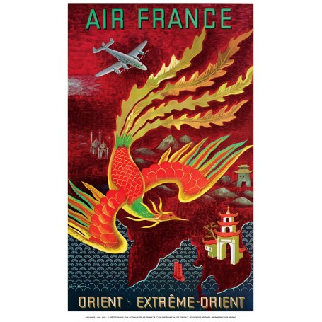 Affiche Air France Orient Extrême-Orient, Lucien Boucher 1948 MAF021