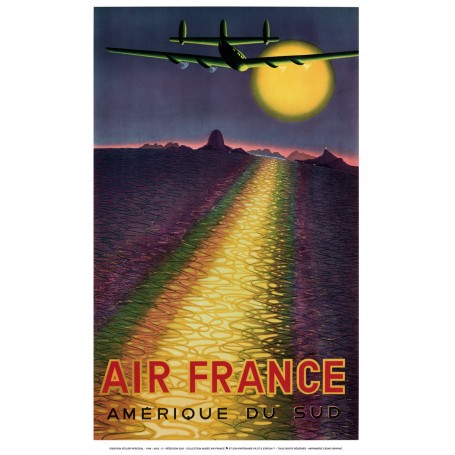 Affiche Air France Amérique du sud, Atelier Perceval 1946 MAF022