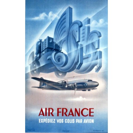 Affiche Air France Expédiez vos colis par Avion, Ponty 1949 MAF100