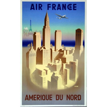 Affiche Air France Amérique du Nord, J.Even 1950 MAF105