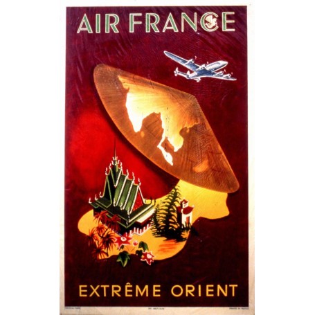 Affiche Air France Extrême Orient, G.Dumas 1950 MAF326