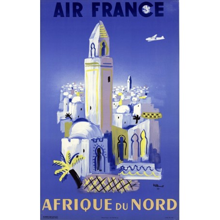Affiche Air France Afrique du Nord, Villemot 1948 MAF019