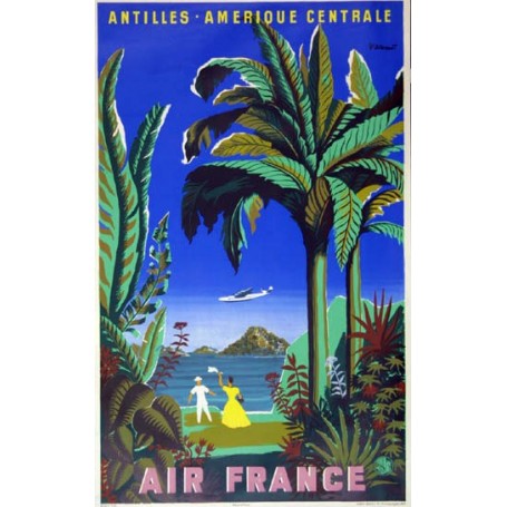 Affiche Air France Antilles-Amérique Centrale, B.Villemot 1948 MAF030