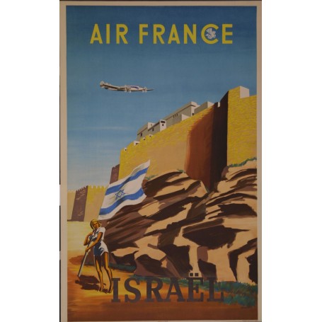 Affiche Air France Israël, Renluc 1949 MAF037