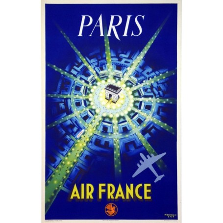 Affiche Air France Paris, P.Baudouin 1947 MAF080