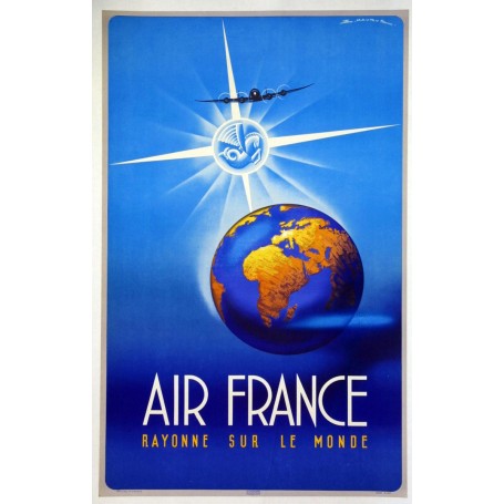 Affiche Air France Rayonne sur le Monde, Maurus 1948 MAF101