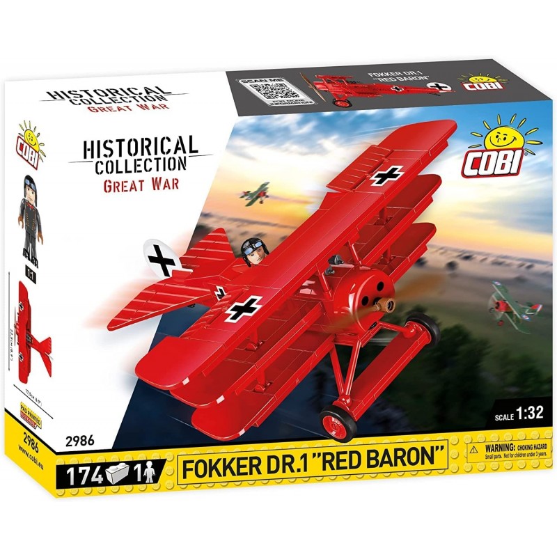 COBI Fokker Dr.I Baron Rouge – Maquette En Briques 1:32, 217 Pièces, Figurine Pilote, Chien Moritz, Décor Imprimé, Dès 7 Ans
