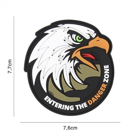 Patch 3D PVC Danger zone eagle -7,5cm vert 444130-7305