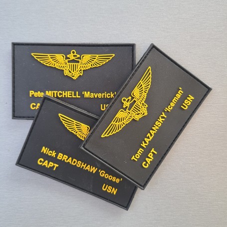 combo patchs MAVERICK + ICEMAN + GOOSE name patch - PVC 8cm TG-combo-patro