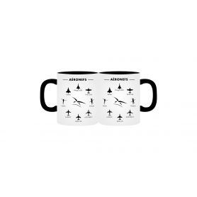 Mug Armée De L'Air Et De Espace Ligne Aeronefs Blanc Anses Noires AAE-AC-10000