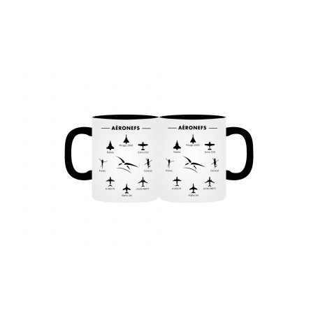 Mug Armée De L'Air Et De Espace Ligne Aeronefs Blanc Anses Noires AAE-AC-10000
